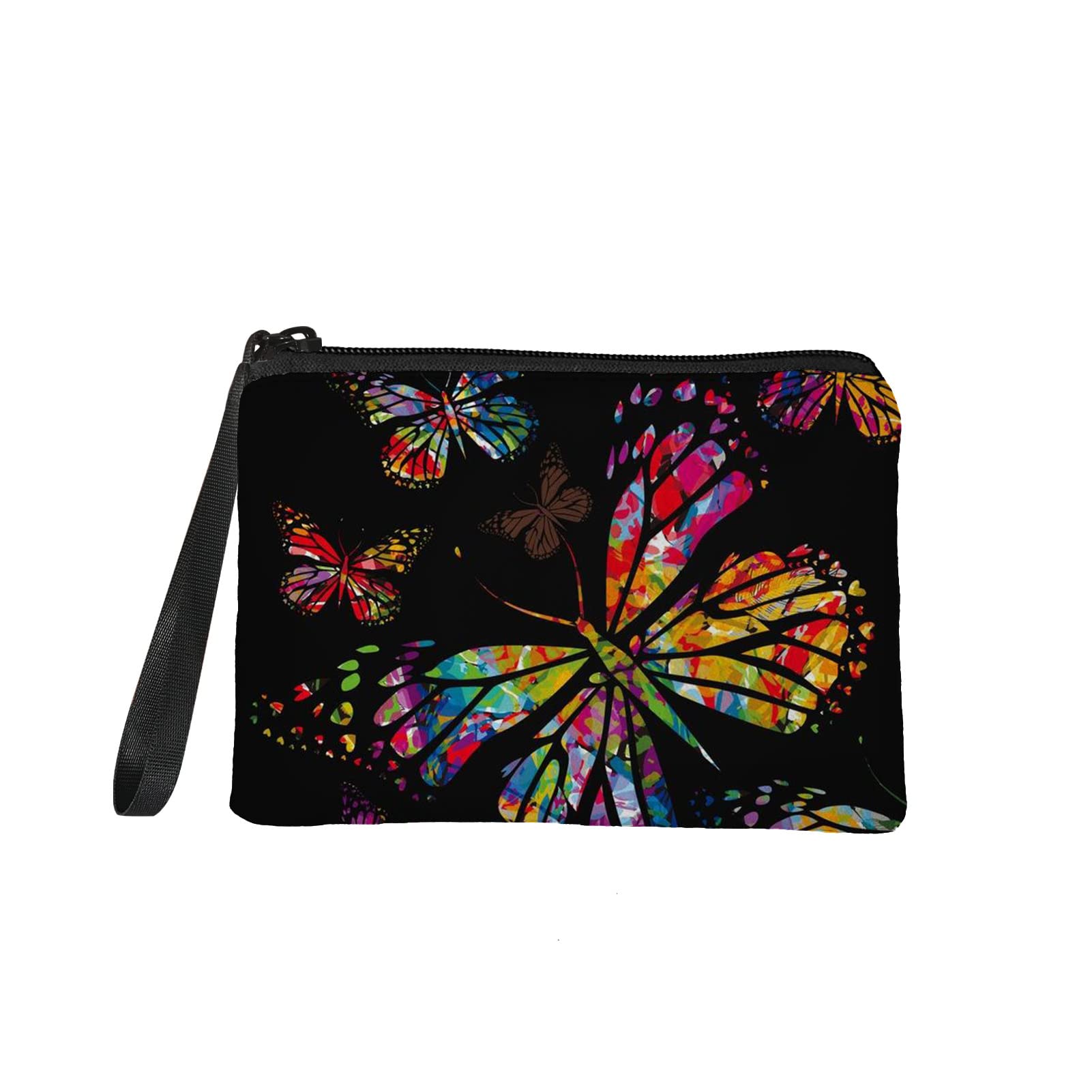 Wanyint Coin Purse for Women Men, Colorful Butterflies Print Mini Wallet with Zipper, Lightweight Coin Case — image 1