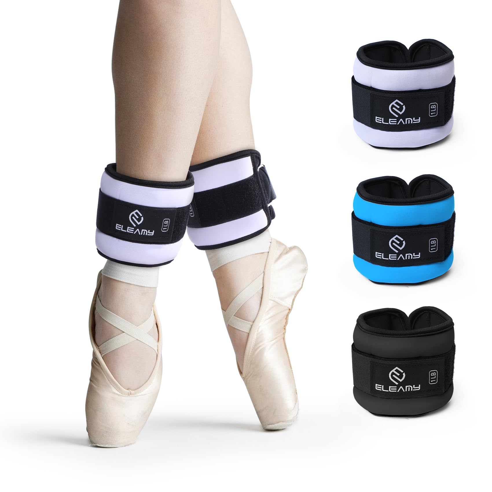 Photo 1 of ELEAMY Ankle Weights for Women & Men - 1lb/2lb/3lb Pairs for Walking, Running, Yoga, Fitness - Premium Ice Silk Fabric - Comfortable, Durable & Tear Resistant - Black/Light Purple (3.0lb*2)