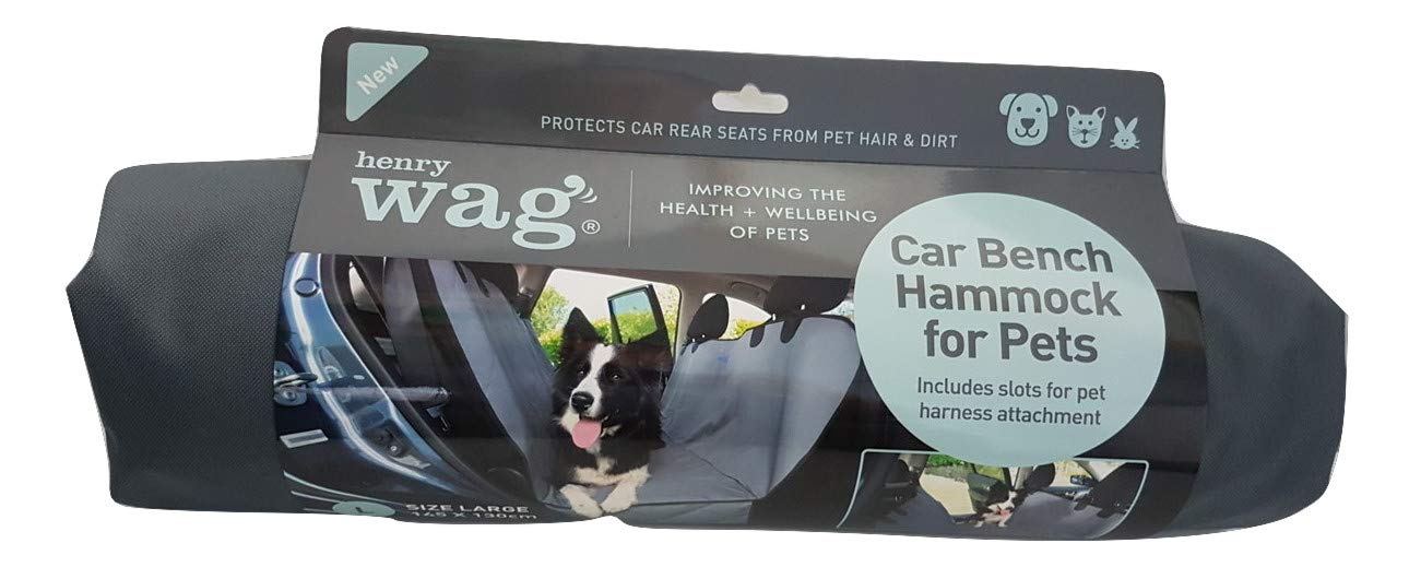 Henry Wag Pet Car Bench hammock - Safe Environment for Dogs when Travelling - Easily Foldable, Protects your Back Seat from Hair, Dirt and Dust - (145 x 130 cm)