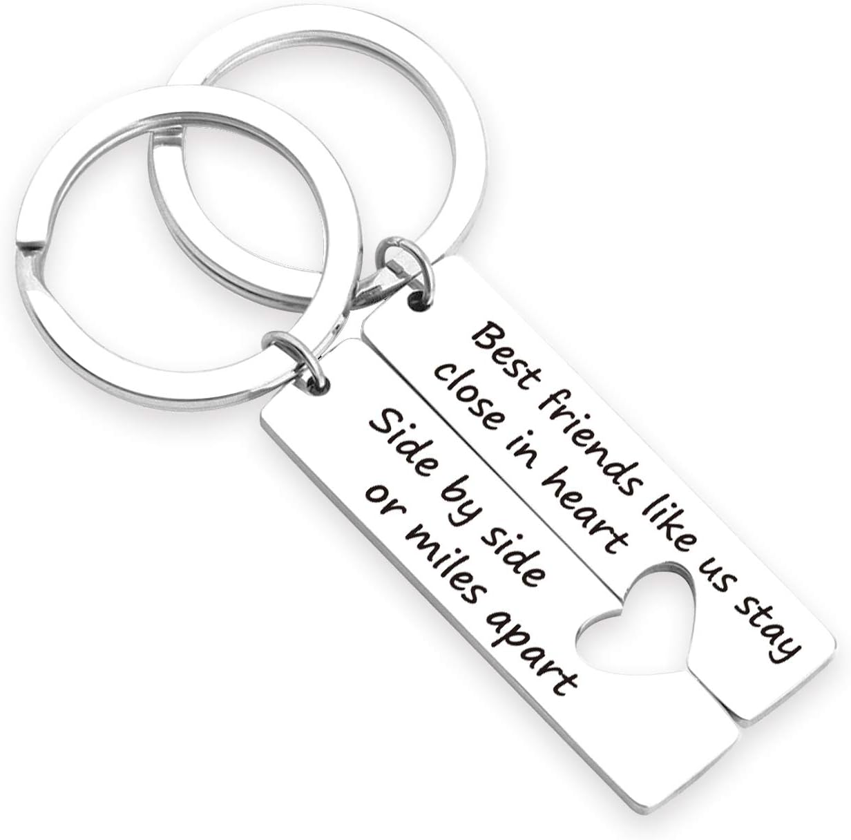 Best Friends Keychain Set Side by Side Or Miles Apart Keychain Friend Jewelry Gift BFF Gift Friendship Jewelry Gifts Sister Gift 2PCS