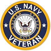 Round U.S Navy Veteran Sticker (United States Naval Vinyl Vet Sailor Decal for Cars, Trucks Made in USA (3 inch) USN Licensed