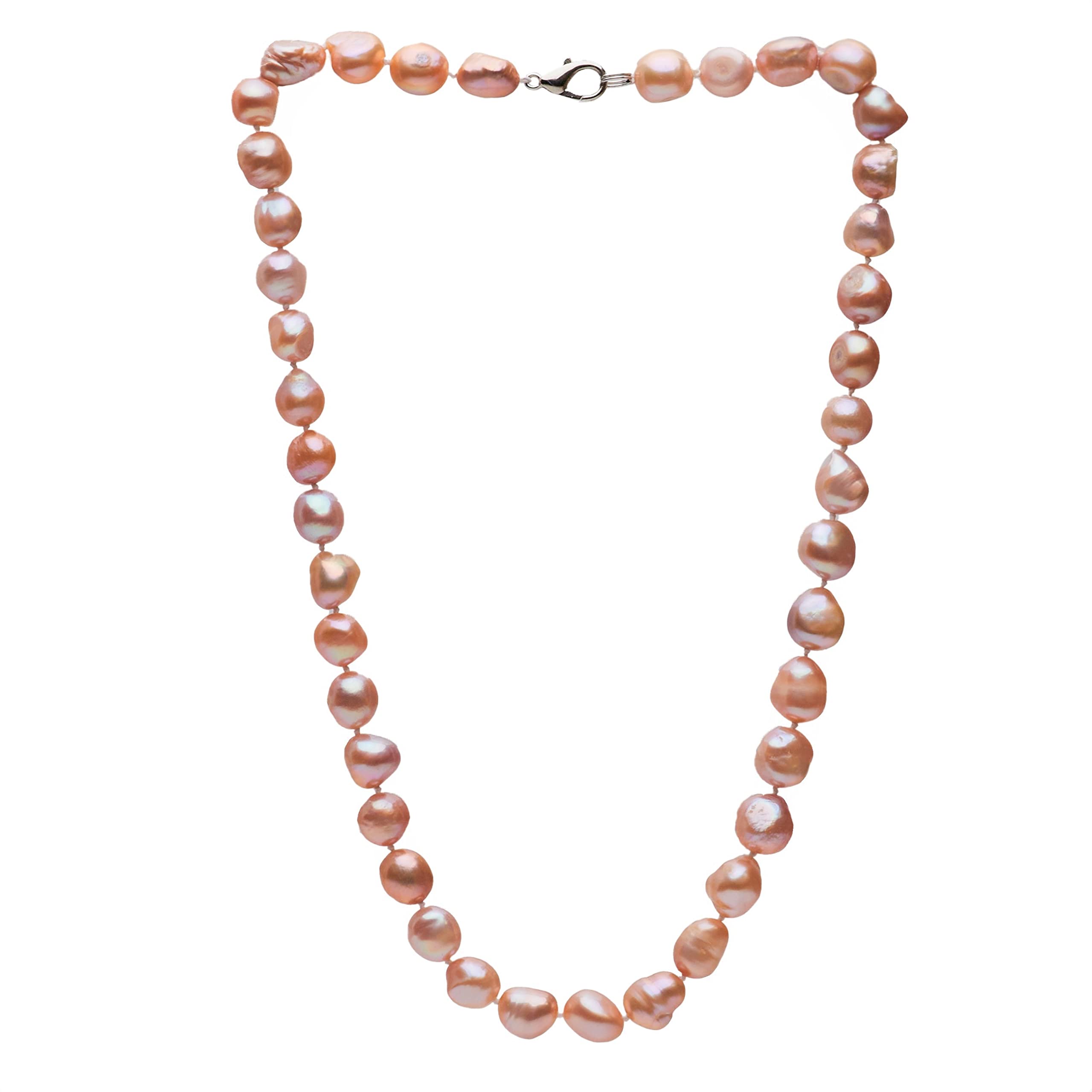 Treasure Bay Large Pearl 10-11mm Baroque Freshwater Pearl Necklace for Women Ladies and Girls Colour Pink White Purple Grey (Purple)