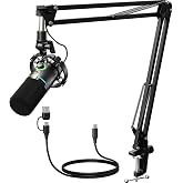 MAONO PD200XS XLR/USB Dynamic Microphone Kit, RGB Gaming Mic with Software | PC Mic with Mute, Gain Knob, Volume Control, Boom Arm for Streaming, Gaming, Podcasting, Voice-Over, Recording