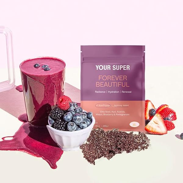 YOUR SUPER FOREVER BEAUTIFUL SUPERFOOD BLEND – ORGANIC SUPERFOOD POWDER FOR HEALTHY SKIN AND HAIR, WITH ORGANIC AÇAÍ, POWDER, MAQUI BERRY, MACA, AND ACEROLA (40 SERVINGS)