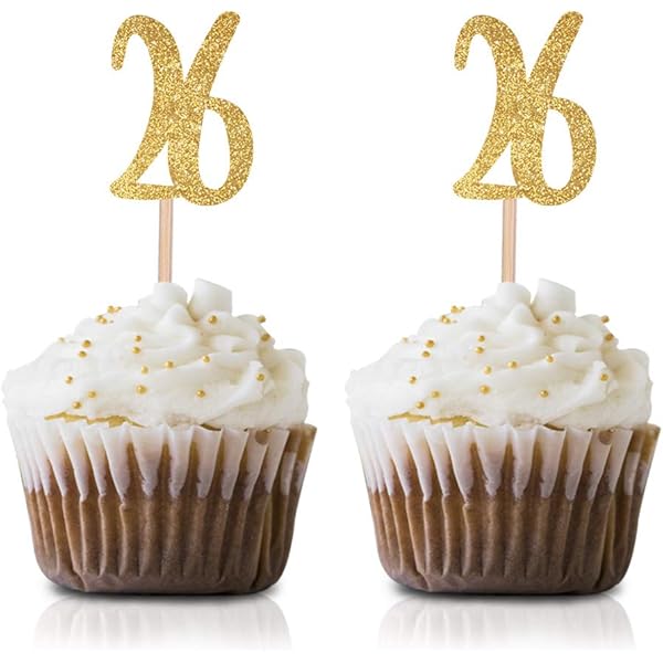 Gold Glitter 26th Birthday Centerpiece Sticks - 12 Pack Table Topper Decorations