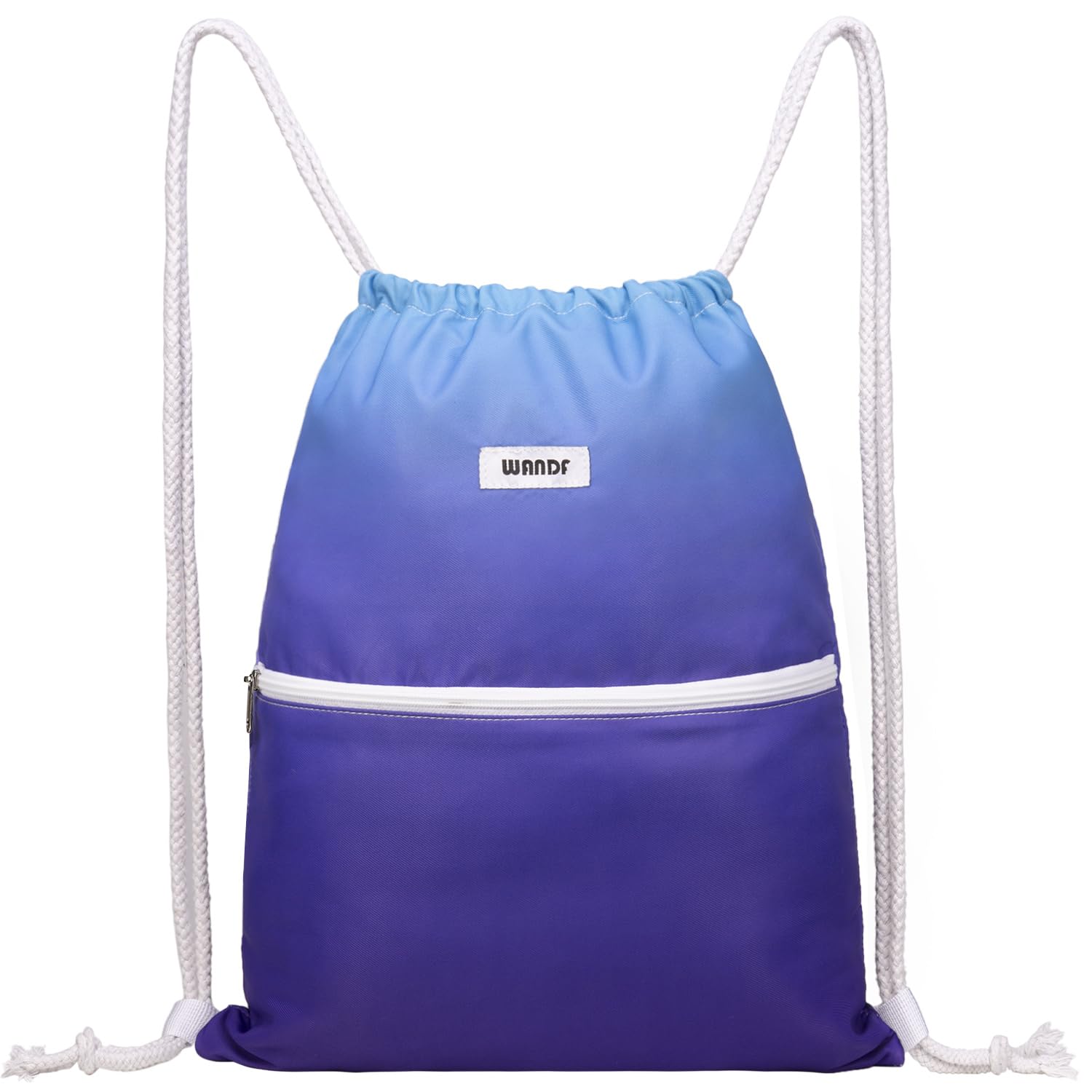 WANDF Drawstring Backpack String Bag Sackpack Cinch Water Resistant Nylon for Gym Shopping Sport Yoga (Blue) — image 1