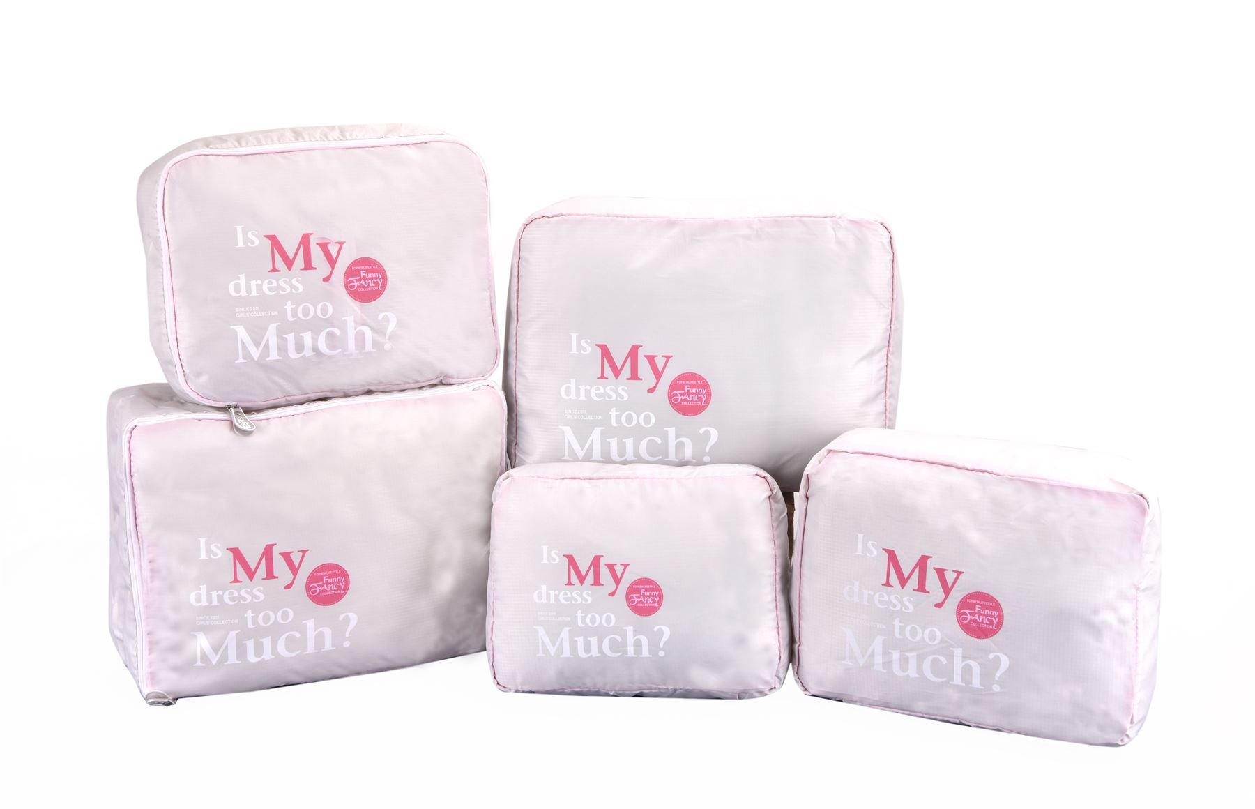 Vinsani 5pc Travel Packing Cubes Set Luggage Organiser Suitcase Bags Storage Pouches Travel Essential Space Saver Packing Organiser Set for Clothes Shoe Cosmetic (Grey)