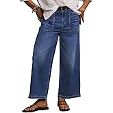 Eytino Plus Size Jeans for Women High Waisted Wide Leg Jeans Trendy Baggy Loose Stretchy Denim Pants with Pockets(1X-5X)