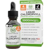 Benevolent Chlorophyll Liquid Drops for Internal Freshness, Peppermint | Highly Absorbable Supplement for Energy Support, Immune Wellness, Natural Cleansing, 4 Month Supply