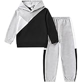 Afsmlys Boys Clothes 2pcs Tween Boy Color Block Hoodie + Pants Little Boys Fall Winter Outfits Set, 4-12 Years