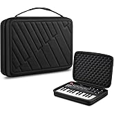 FINPAC Semi-Hard Carrying Case for AKAI Professional MPK Mini MKII & MK3 & MPK Play | Alesis V Mini 25 Key USB MIDI Keyboard Controller Case with Cable Slot for Business, Travel (Black)