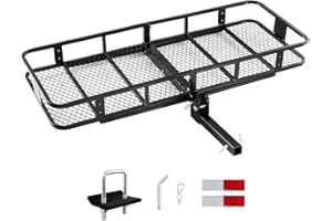 VEVOR 60" x 24" x 6", Hitch Cargo Carrier, 500 lbs Capacity Hitch Cargo Carrier with Nighttime Reflective Reminder, Folding H