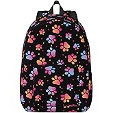 Duduho Cute Dogs Paws Print Backpack 17.7 Inch Laptop Backpack Travel Hiking Daypack Animal Footprint Multipurpose Bookbag For Men Women