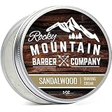Shaving Cream for Men – With Natural Sandalwood Essential Oil – 5 oz Hydrating, Anti-inflammatory Rich &amp; Thick Lather for Sensitive Skin &amp; All Skin Types by Rocky Mountain Barber Company – 5 Ounce