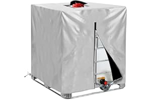 IBC Tote Cover 275 Gallon 420D Fabric Sunshade Waterproof Water Tank Protective Cover with Zipper for 1000L Outdoor Garden Wa