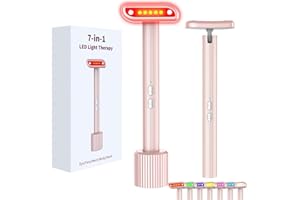 LOUDYKACA Red-Light-Wand-for-Face，7 Colors LED Facial Skin Care Tool Eye Beauty Wand Neck Body Face Massager