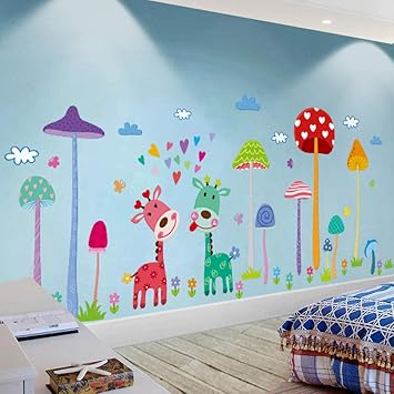 Niedliche Cartoon Tier Wandaufkleber Kinderzimmer Wand Raumaufteilung Wanddekoration Aufkleber Extra Gross Fur Kundenspezifische Oder Grosse Mengen Wenden Sie Sich Bitte An Den Kundendienst Amazon De Baumarkt