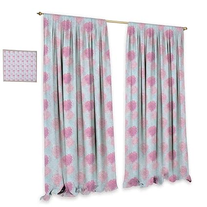 Amazon Com Homefeel Peach Window Curtain Fabric Rose Flowers