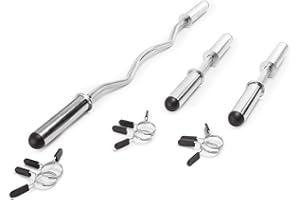 Marcy Hollow Curl Bar and Dumbbell Handle Set with Spring Collars