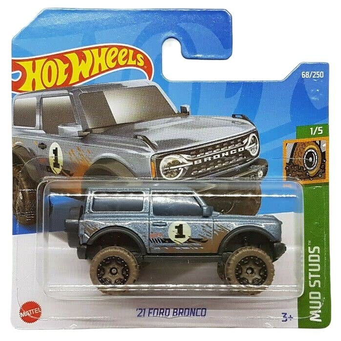 Hot Wheels - '21 Ford Bronco - Mud Studs 1/5 - HCT70 - Short Card - Off-Road Vehicle - Mattel 2022