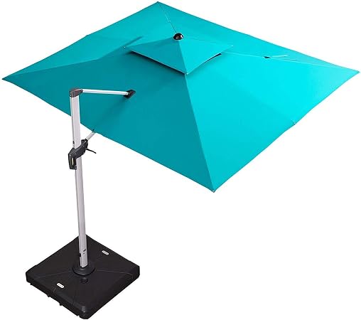 Amazon Com Purple Leaf 9 X 12 Double Top Deluxe Rectangle Patio Umbrella Offset Hanging Umbrella Outdoor Market Umbrella Garden Umbrella Turquoise Blue Garden Outdoor