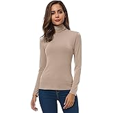 Women Long Sleeve Turtleneck Slim Fitted Based Layer Lightweight Active Shirt Pullover Tops