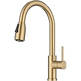 KRAUS Coda 2-Function Single Handle Pull Down Kitchen Faucet in Spot-Free Brushed Brass, KPF-1626BB