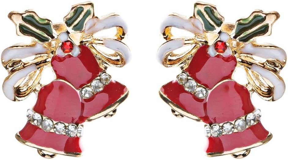 Vooxoo Fashion Christmas Jewelry Crystal Rhinestone Holiday Beautiful Bells Earrings Red