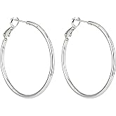 Aloooha Lightweight Surgical Stainless Steel Hoop Earring for Women, Silver Hoop Earrings for women,925 Sterling Silver Post Hypoallergenic, Daily Wear Versatile Hoops 30/40/50mm