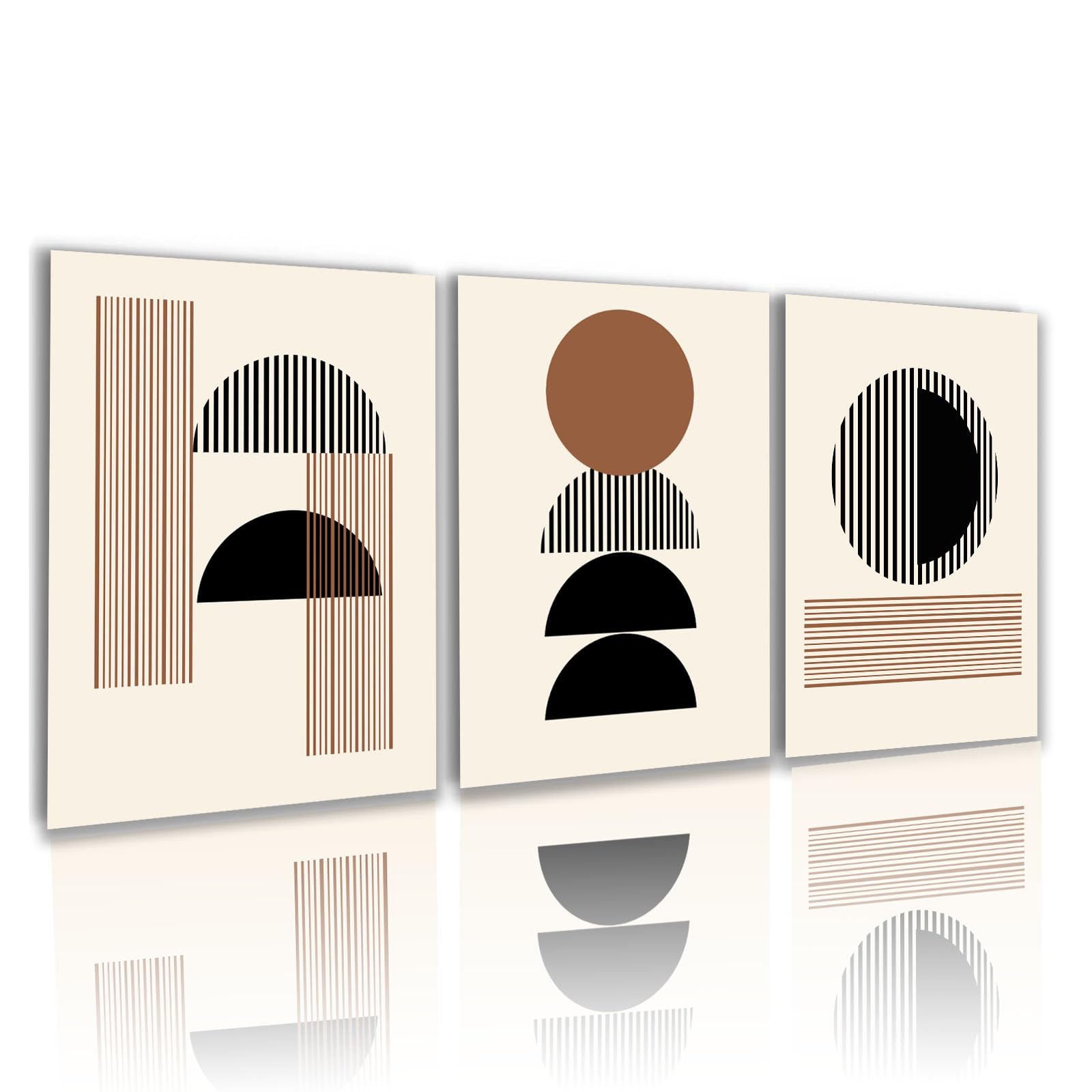 Pack of 3 Black Canvas Picture Set, Abstract Art Pictures, Line Wall Pictures, Modern Living Room & Bedroom Wall Pictures Decoration, Without Frame (Geometry, 40 x 60 cm)