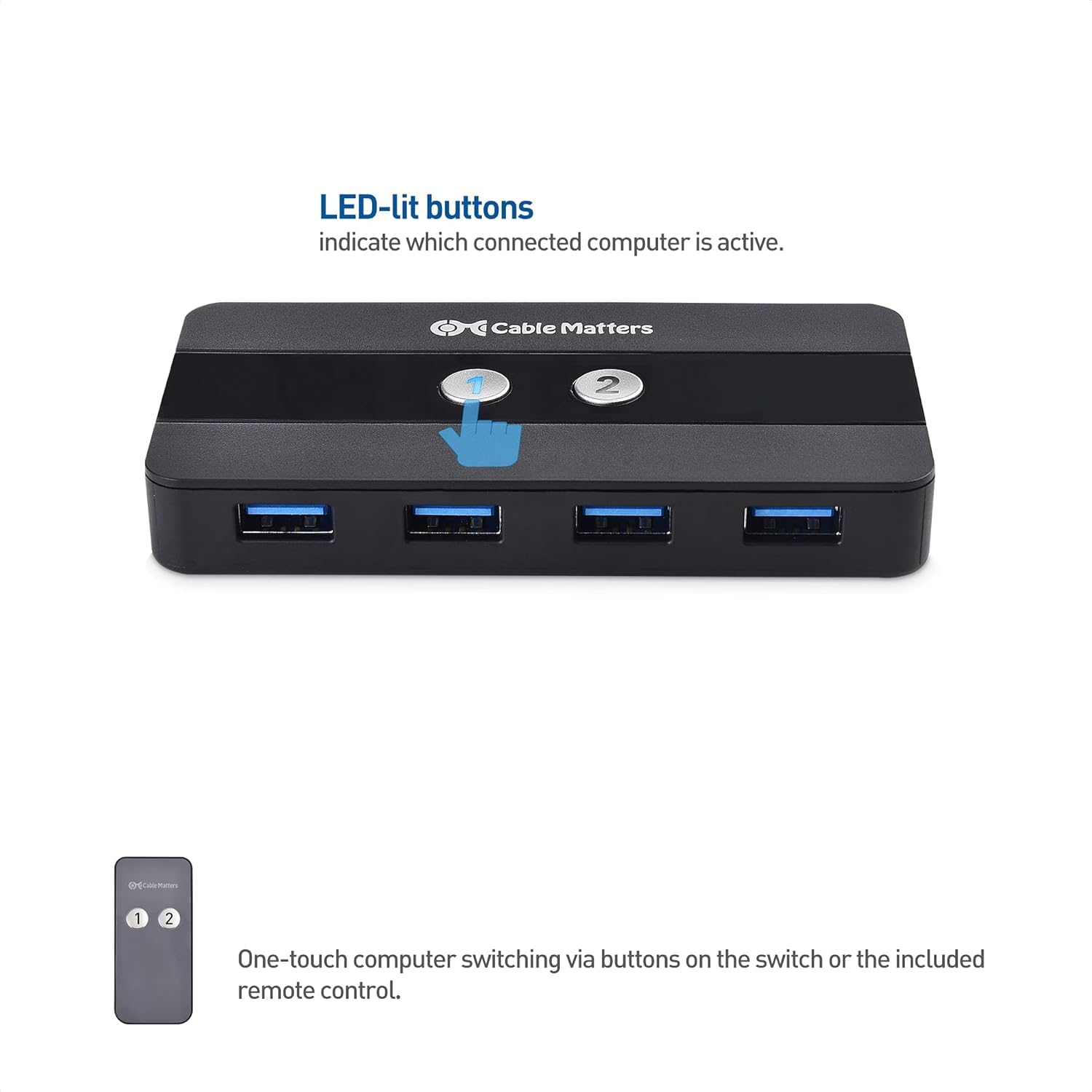 Cable Matters Dual 4K 60Hz USB C KVM Switch for 2 Computers 2 Monitors (Not Work with Desktop PCs or Chromebooks) with RF Remote Control, HDMI, DisplayPort & 4X USB 3.0 Compatible with Thunderbolt 4