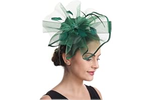 SAFERIN Fascinator for Women Hair Clip Hat Bowler Feather Flower Veil Wedding Party Hat Tea Hat