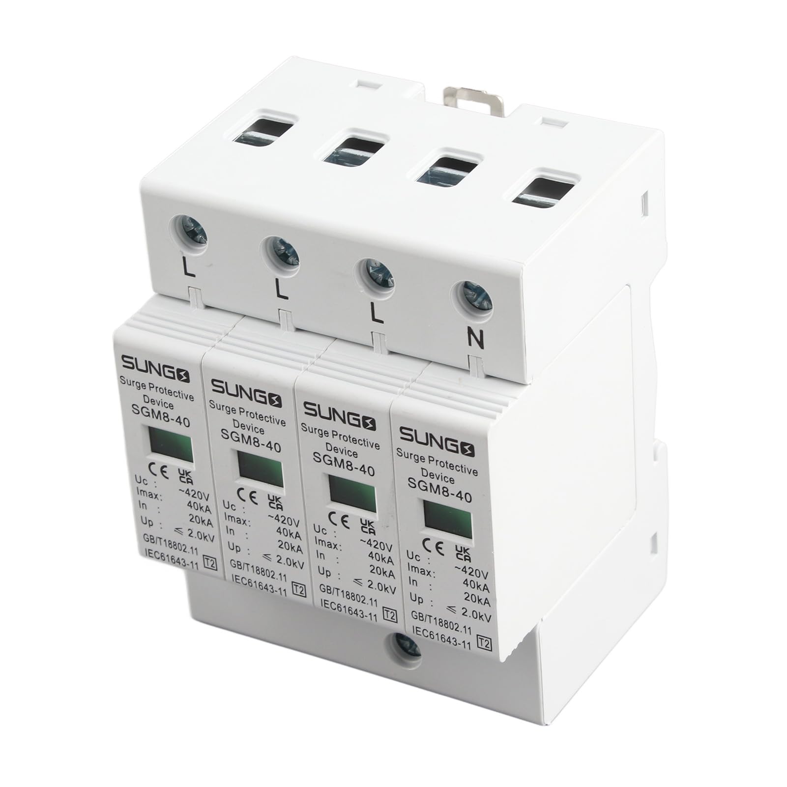 House Protector, 4P 220V 40KA House Din Rail Low-voltage Protector Arrester Device for Lightning protector spd trifase