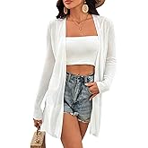 Women's Trendy Lightweight Long Cardigans Summer Casual Beach Vacation Open Front Cardigan 2379