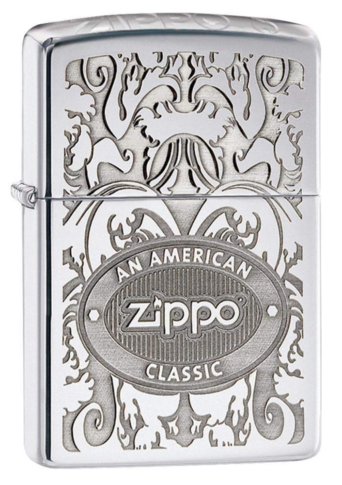 Zippo Gleaming patina - Regular Windproof Zippo Lighter High Polished Chrome