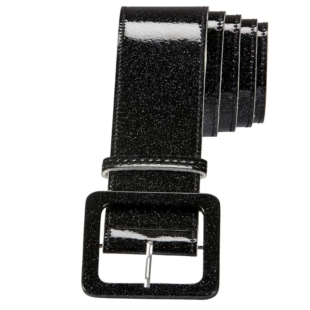 WIDMANN 04625 - Belt With Glitter Adult Woman, 70s, Disco, Dancers, New Year, Show, 120 Cm, Black Color