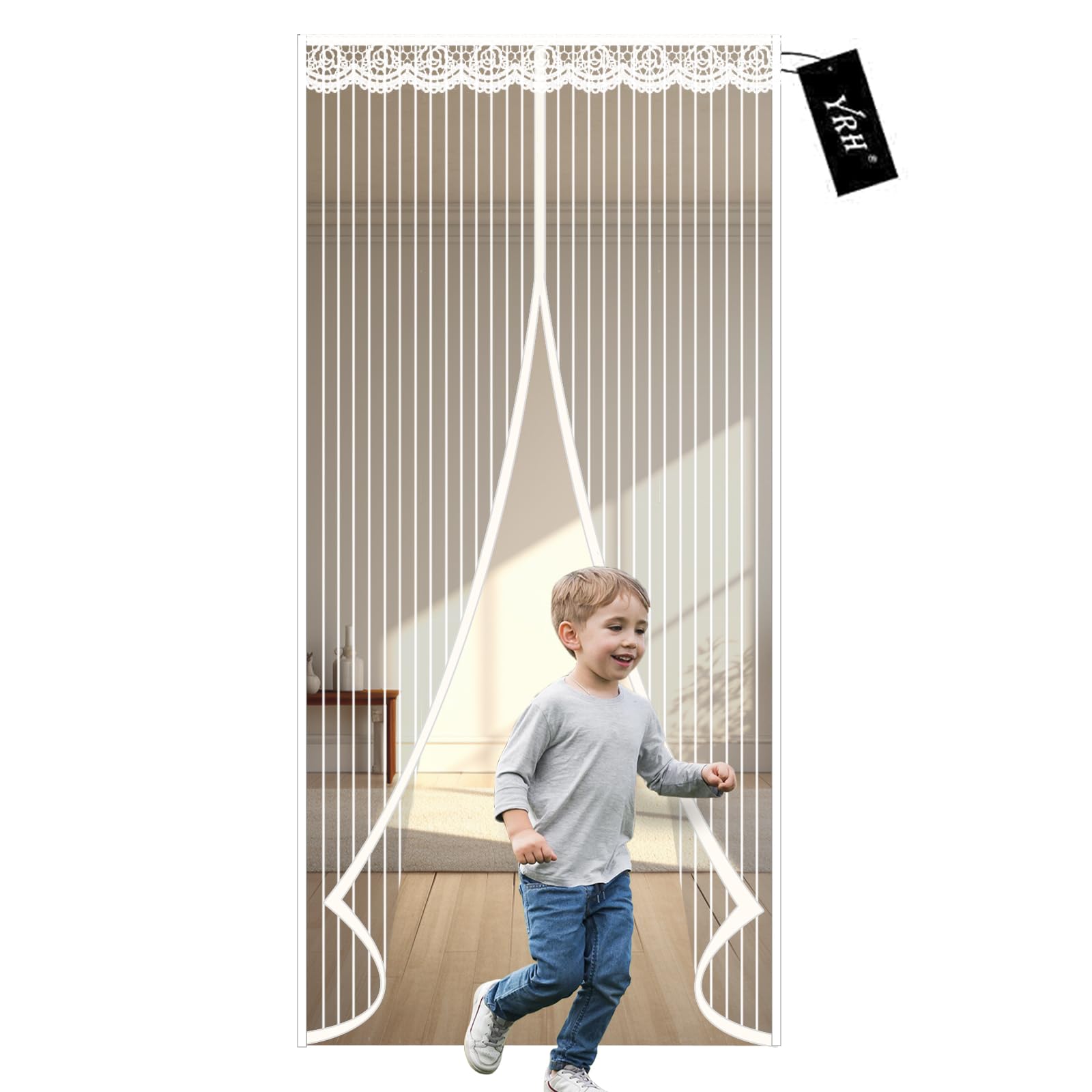 YRH Magnetic Fly Screen Door - Heavy Duty Self-Sealing Mesh,Powerful Magnets and Full Frame Magic Tape,No Drill Installation,Automatically Closes (80x200cm, White) — image 1