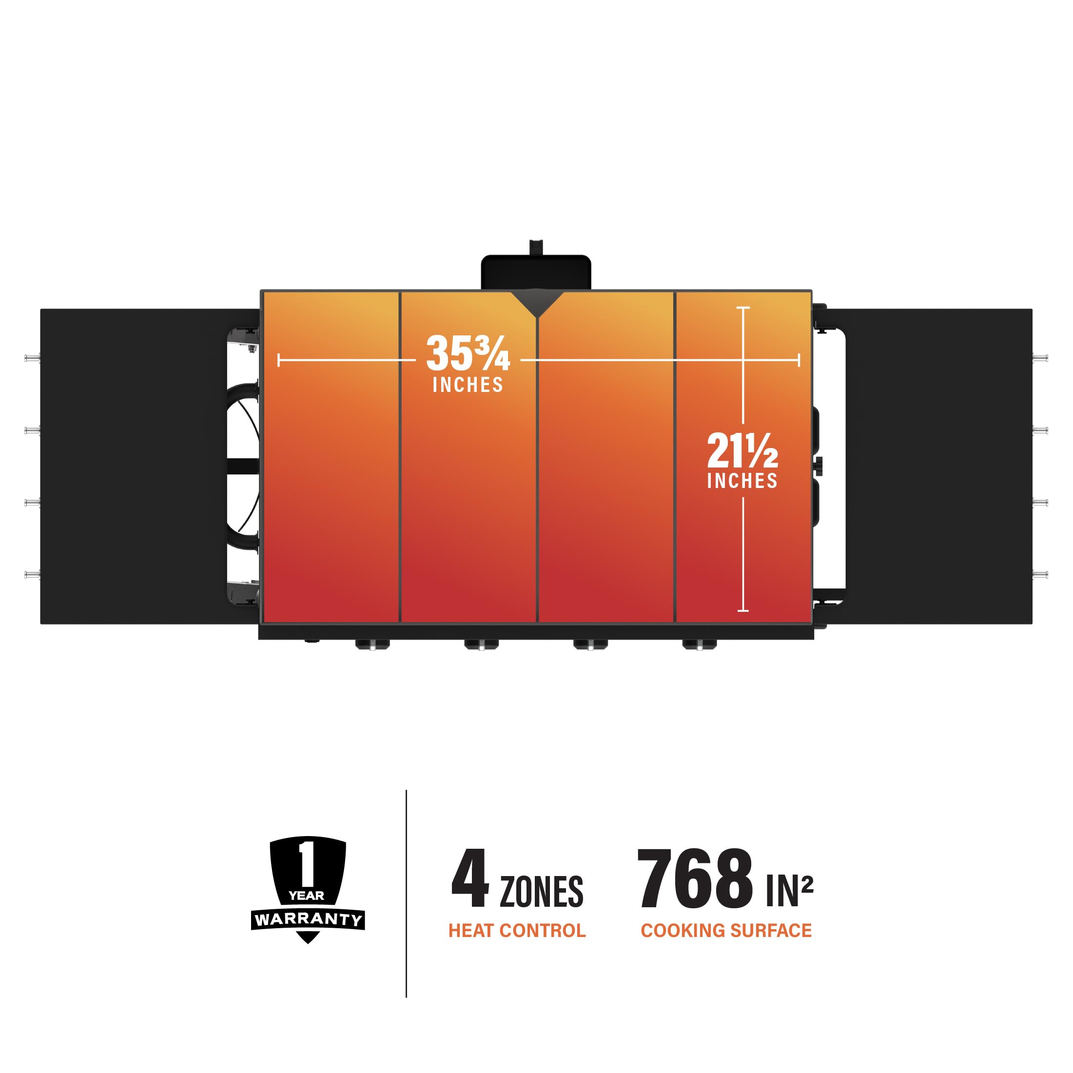 Blackstone 1554 36” Omnivore Griddle with Folding Side Shelves, Powder Coated Steel, Black