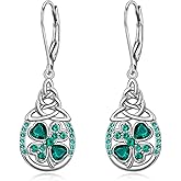 Sterling Silver Celtic Clover Earrings Shamrock Saint Patrick's Day Jewelry Irish Four Leaf Clover Gift for Women