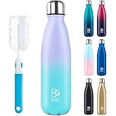 BOGI Insulated Water Bottle, 17oz Stainless Steel Water Bottles, Leak Proof Sports Metal Water Bottles Keep Cold for 24 Hours and Hot for 12 Hours BPA Free kids water bottle for School (Purple Mint)
