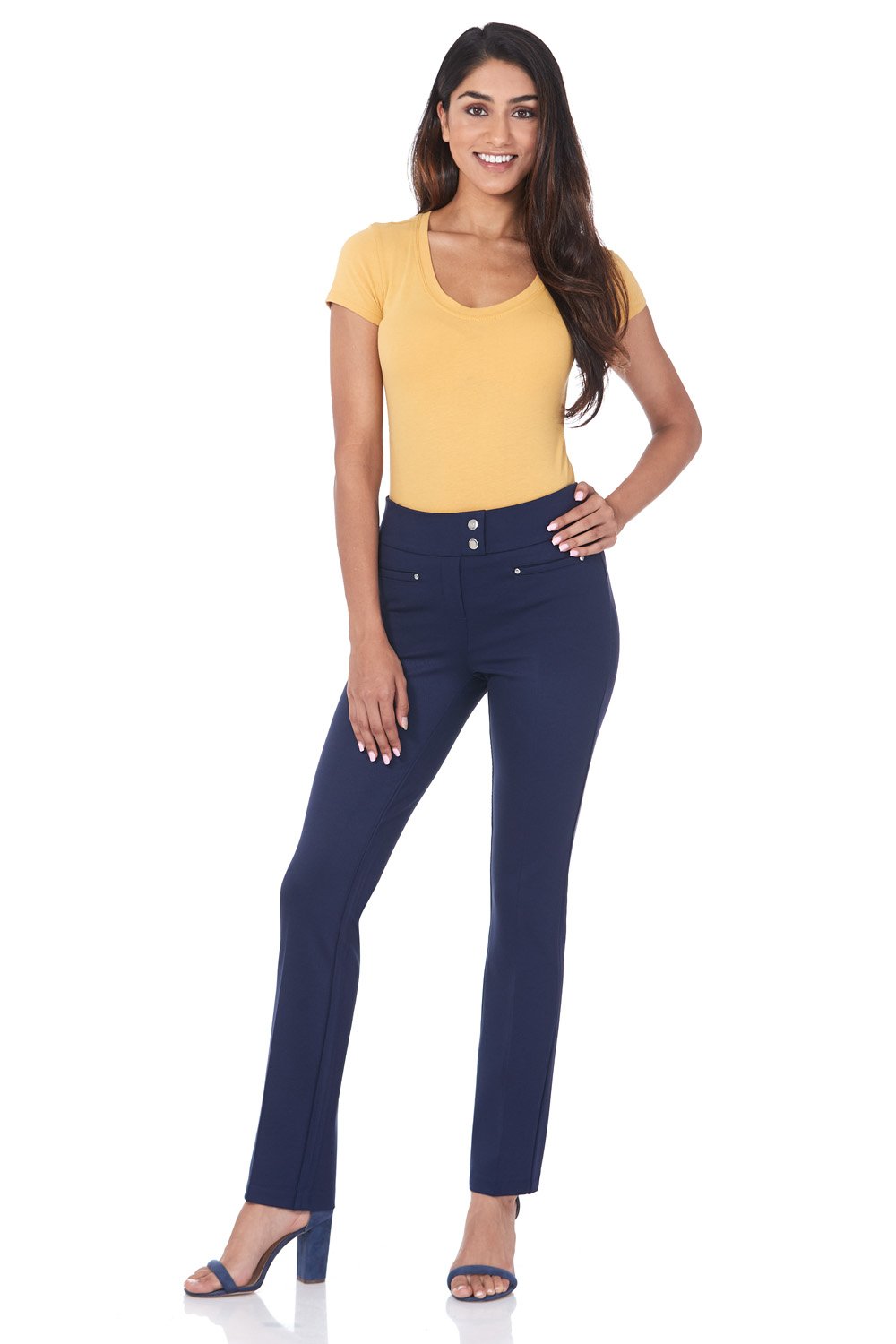 Photo 1 of Rekucci Women's Secret Figure Pull-On Knit Straight Pant w/Tummy Control (8 Tall, Navy)LPNPMFY2325566