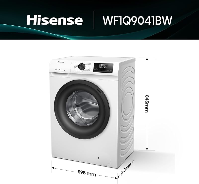 WF1Q9041BW - Lavadora, Class A, 9Kg, 1400 rpm, Alto 84.5cm x Ancho 59.5cm, Color Blanco, Función Vapor 99,9%, Lavado Rápido+, Lavado Automático, Finalización Diferida, Tecnología Inverter