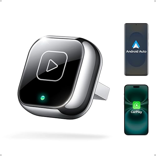 Mavlou Wireless Carplay & Android Auto Adapter, Metal Design Mini & Stable 2-in-1 Dongle, Convert Vehicle's Wired CarPlay/Android Auto to Wireless, for iOS 10+/Android 11+ & Cars from 2016 (Gray)
