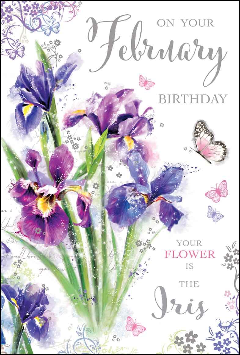 Jonny Javelin Female On Your February Birthday Card - Iris Butterflies
