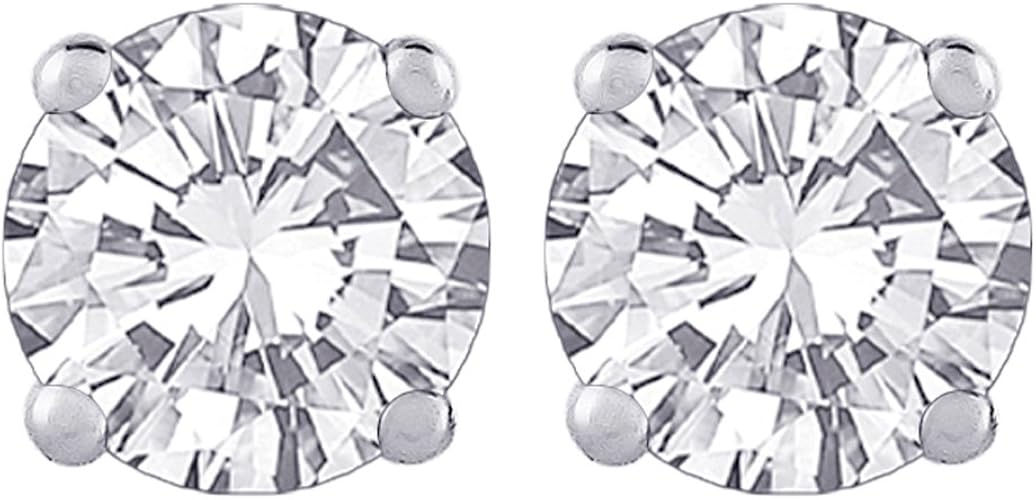 Amazon Com Round Brilliant Cut Diamond Earring Studs In 14k White
