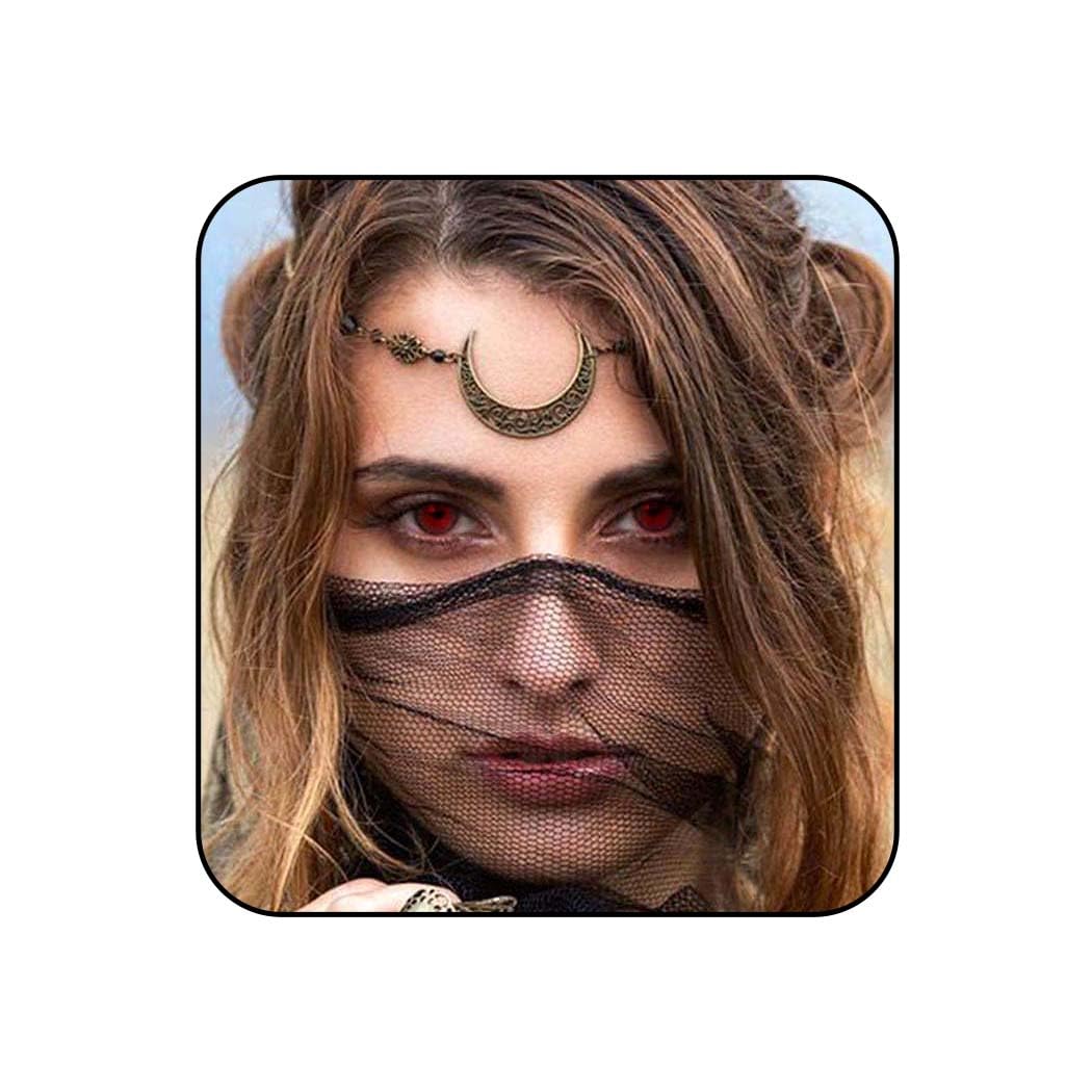 Jovono Boho Moon Head Chain Gold Vintage Headpiece Black Beads Festival Hair Accessories Flower Bridal Wedding Hair Chain Jewelry for Women and Girls(Bronze+Yellow)