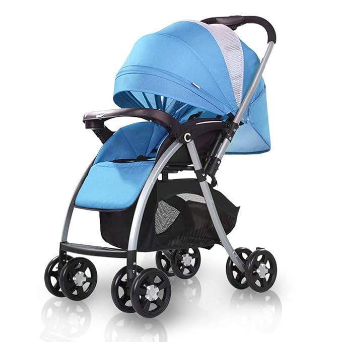 ZXYWW Kinderwagen Hoch Landschaft Kinderwagen Kinderwagen Four Seasons Universal Klappwagen Kinderwagen,Blue