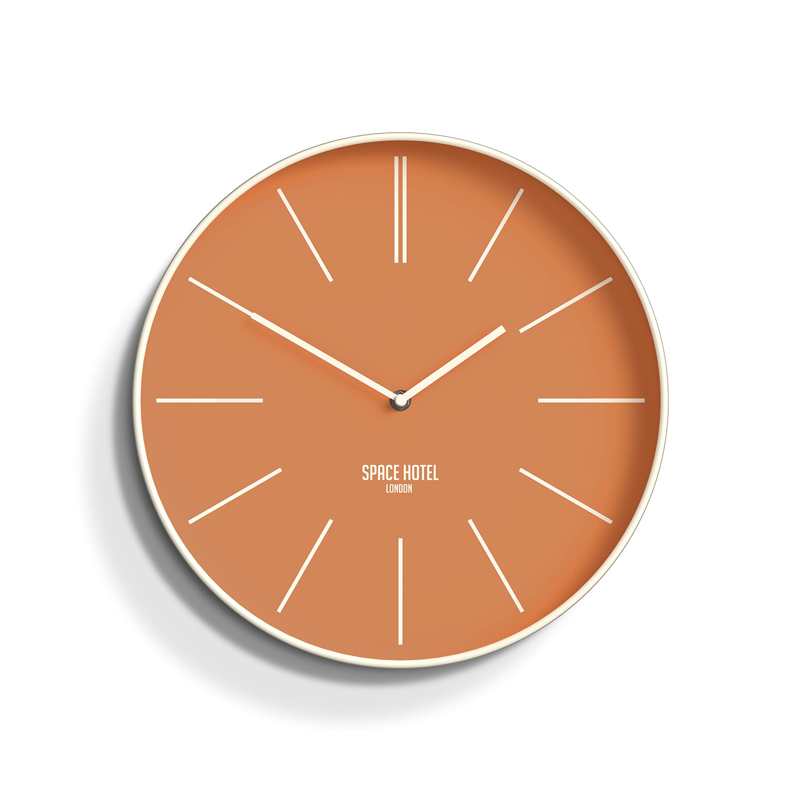 SPACE HOTEL Ultra Modern Large 35cm Wall Clock in Cream & Orange from Design Brand