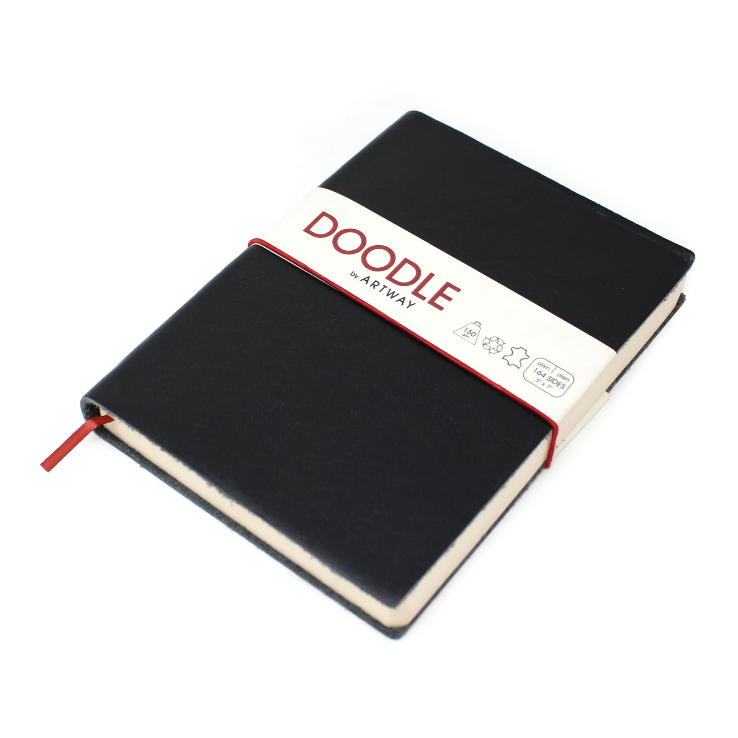 Artway Indigo Doodle – Black Leather Sketchbook/Notebook – 175mm x 125mm - 164 Sides/82 Pages of 150gsm Cartridge Paper — image 1