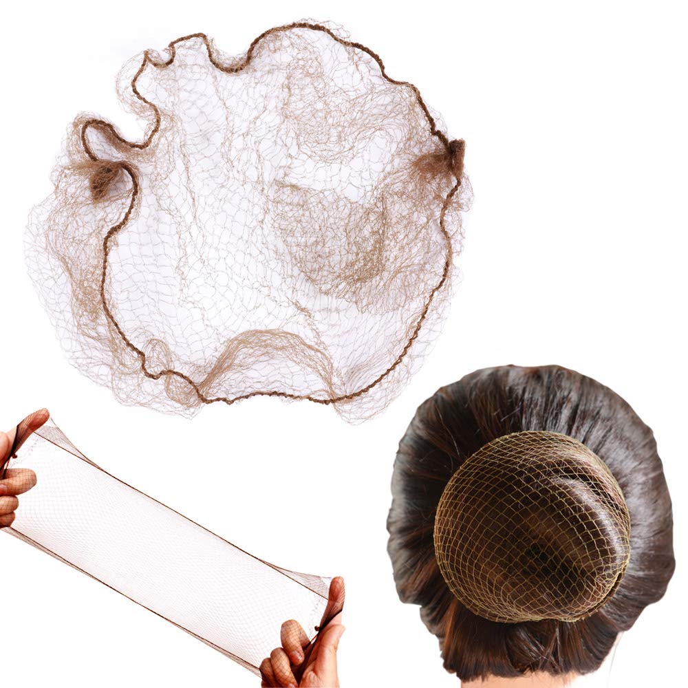 50 Pieces Invisible Hair Nets for Buns Elastic Hair Mesh Hair Buns Holder for Ballet Women (Light Brown)